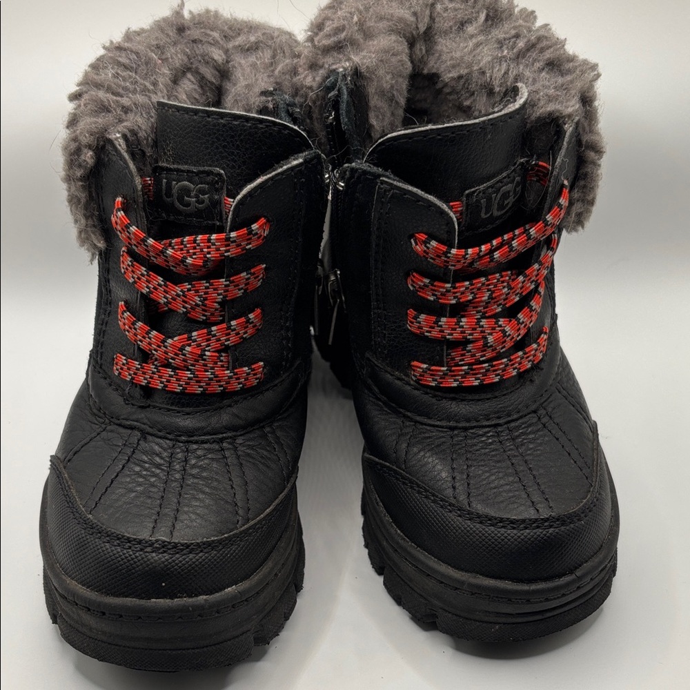 UGG Kids Black Boots with Red Laces